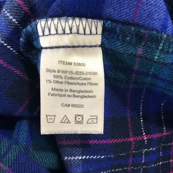 Flannel plaid longsleeve shirt pajamas blue XL - Picture 9 of 9